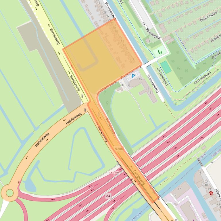 Kaart van postcodegebied 2322LK.