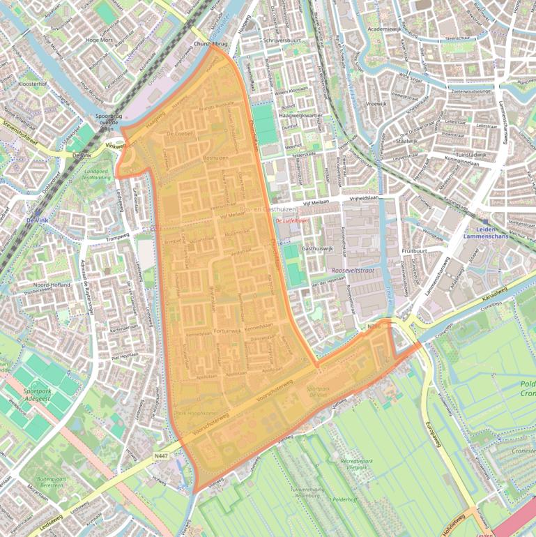 Kaartafbeelding, ingezoomd op postcodegebied 2324.
