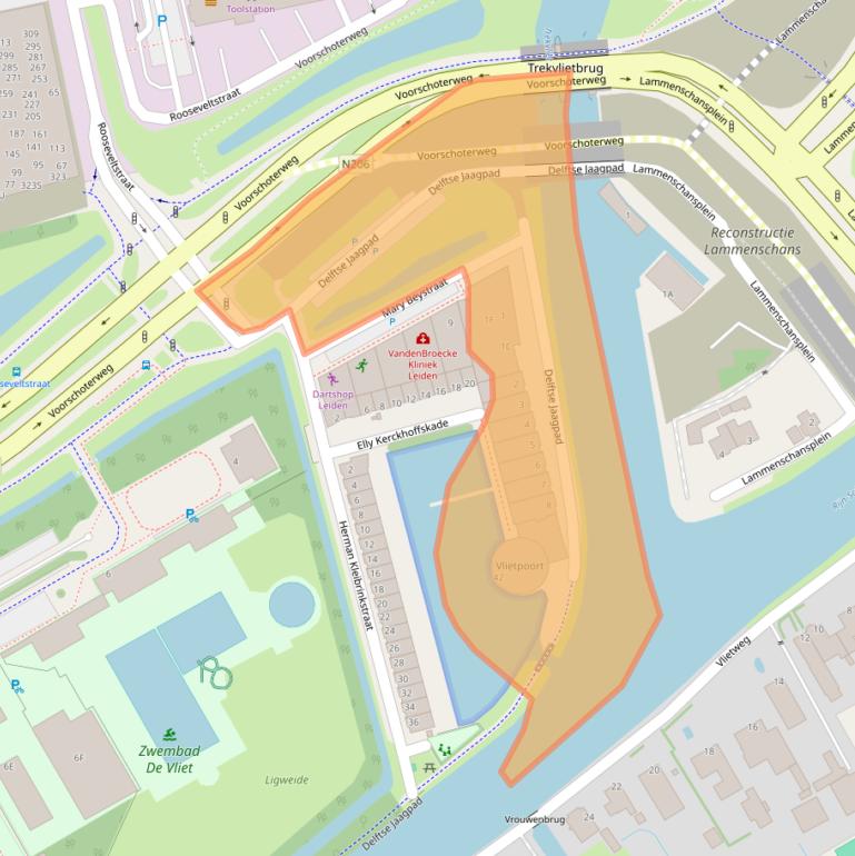 Kaart van postcodegebied 2324AA.