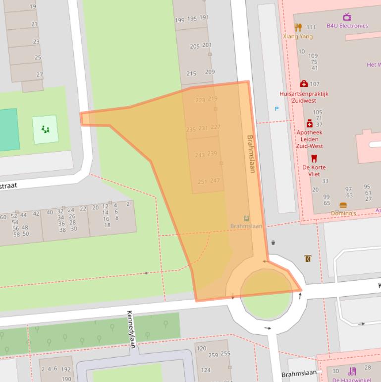 Kaart van postcodegebied 2324AJ.