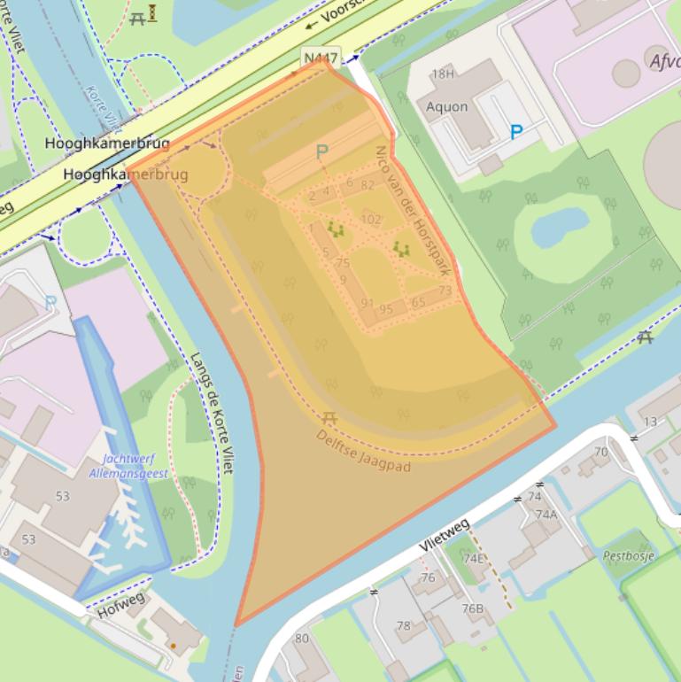 Kaart van postcodegebied 2324AW.