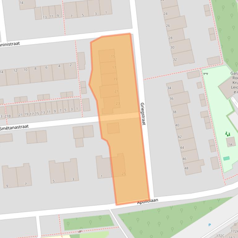 Kaart van postcodegebied 2324AZ.