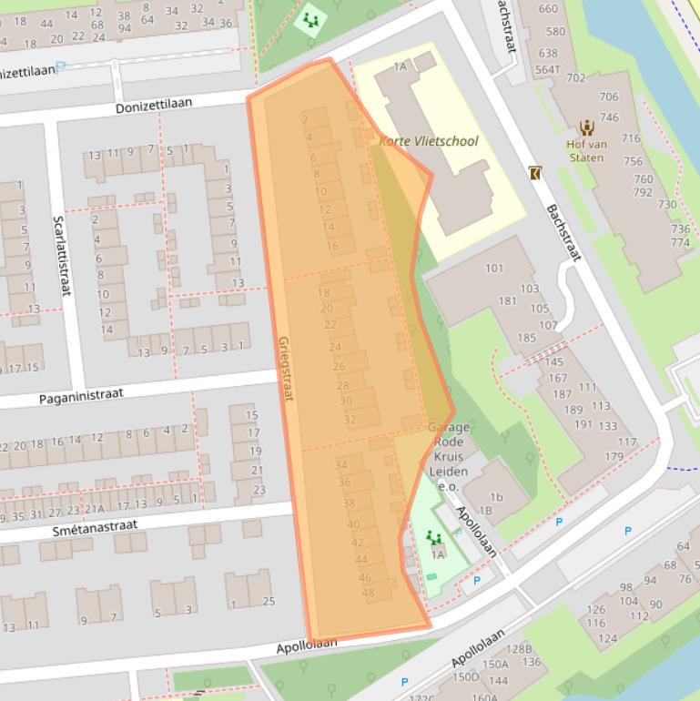 Kaart van postcodegebied 2324BA.