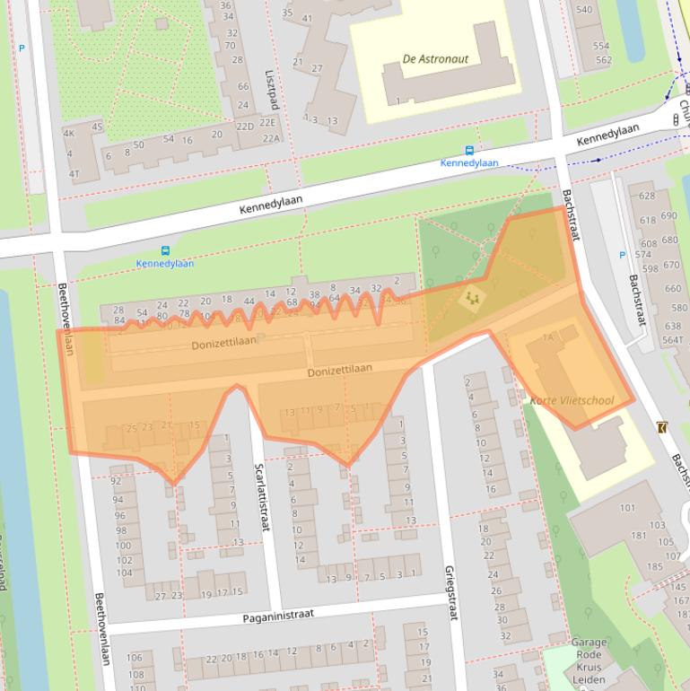 Kaart van postcodegebied 2324BE.