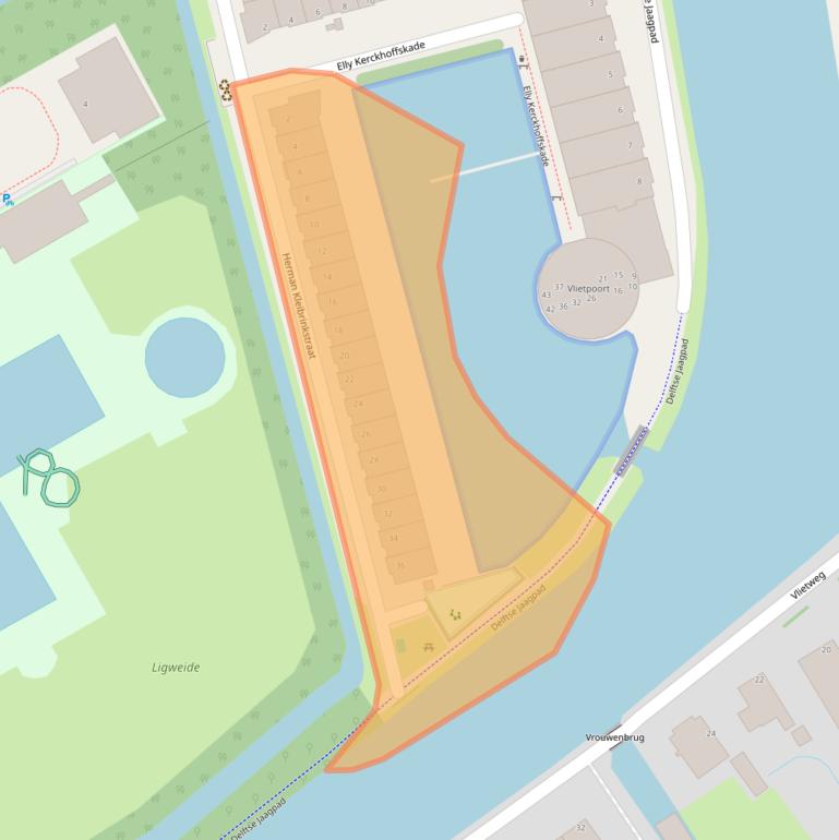 Kaart van postcodegebied 2324DJ.