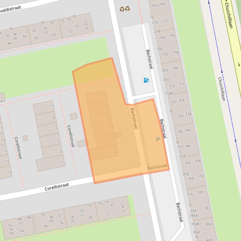 Kaart van postcodegebied 2324GJ.