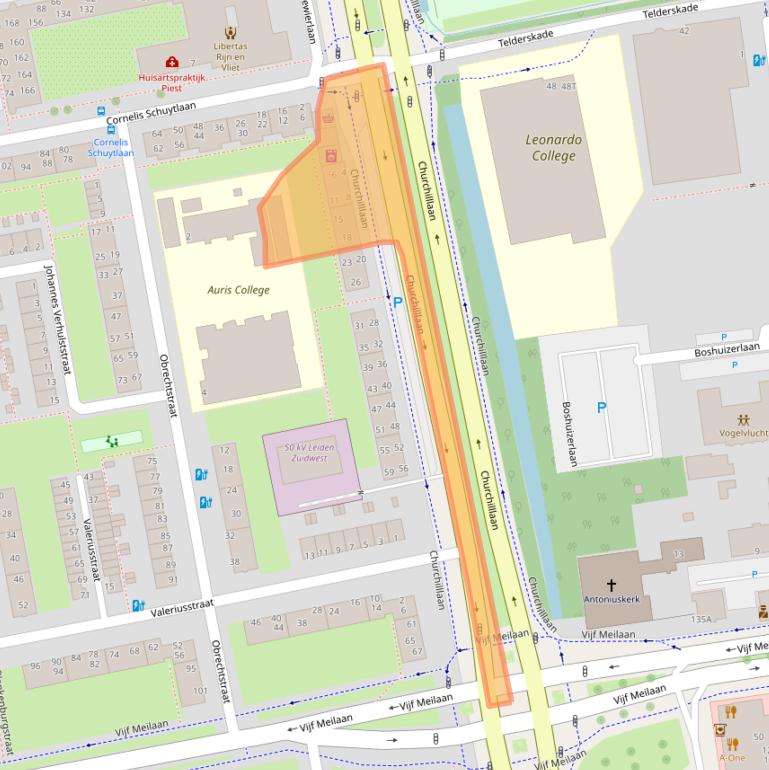 Kaart van postcodegebied 2324JB.