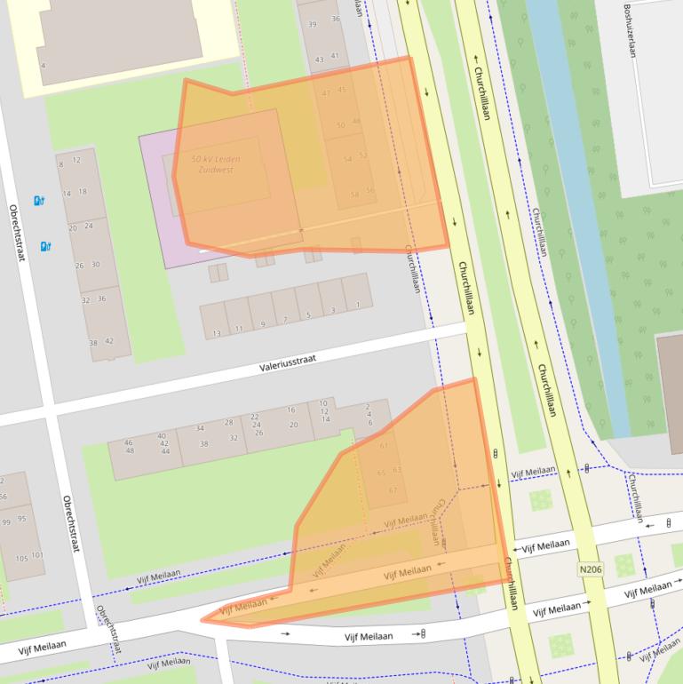 Kaart van postcodegebied 2324JD.