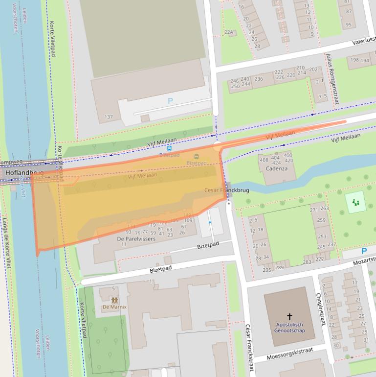 Kaart van postcodegebied 2324JZ.