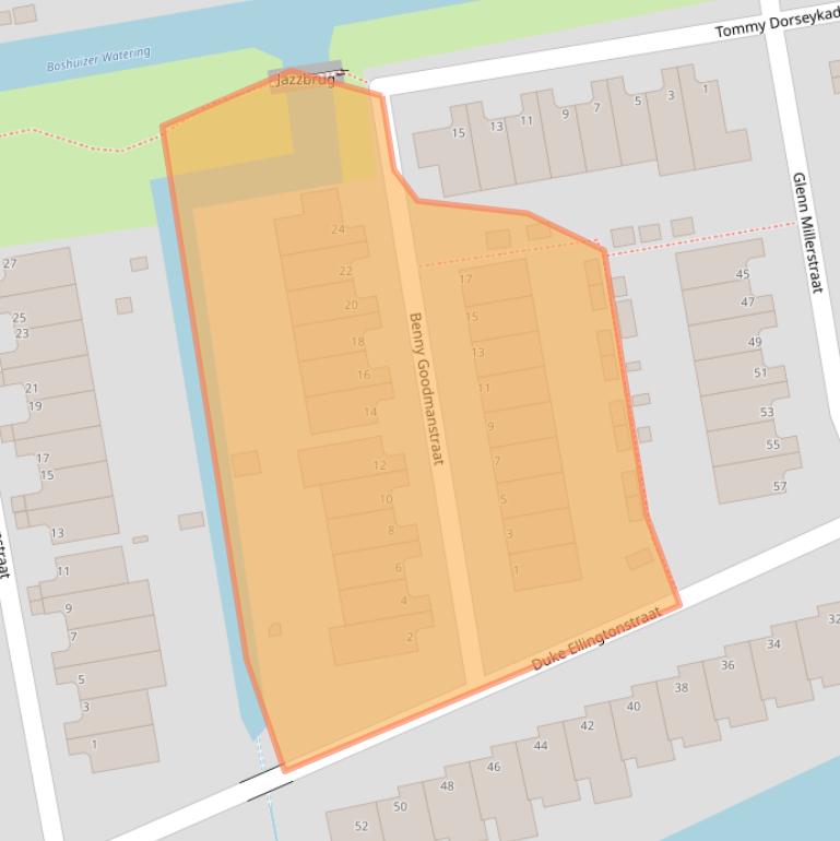Kaart van postcodegebied 2324LC.
