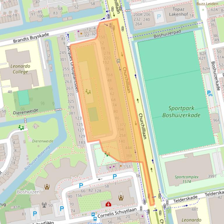 Kaart van postcodegebied 2324LE.