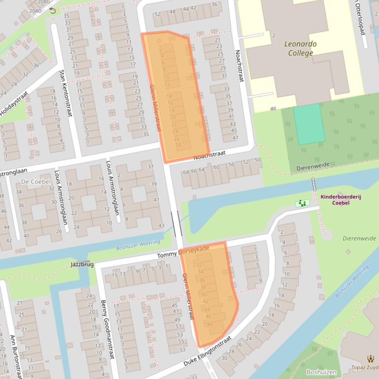 Kaart van postcodegebied 2324LM.