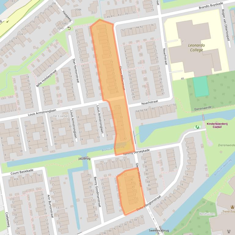 Kaart van postcodegebied 2324LN.