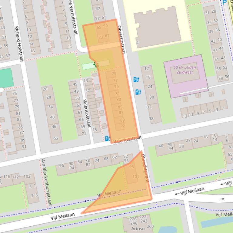Kaart van postcodegebied 2324VM.