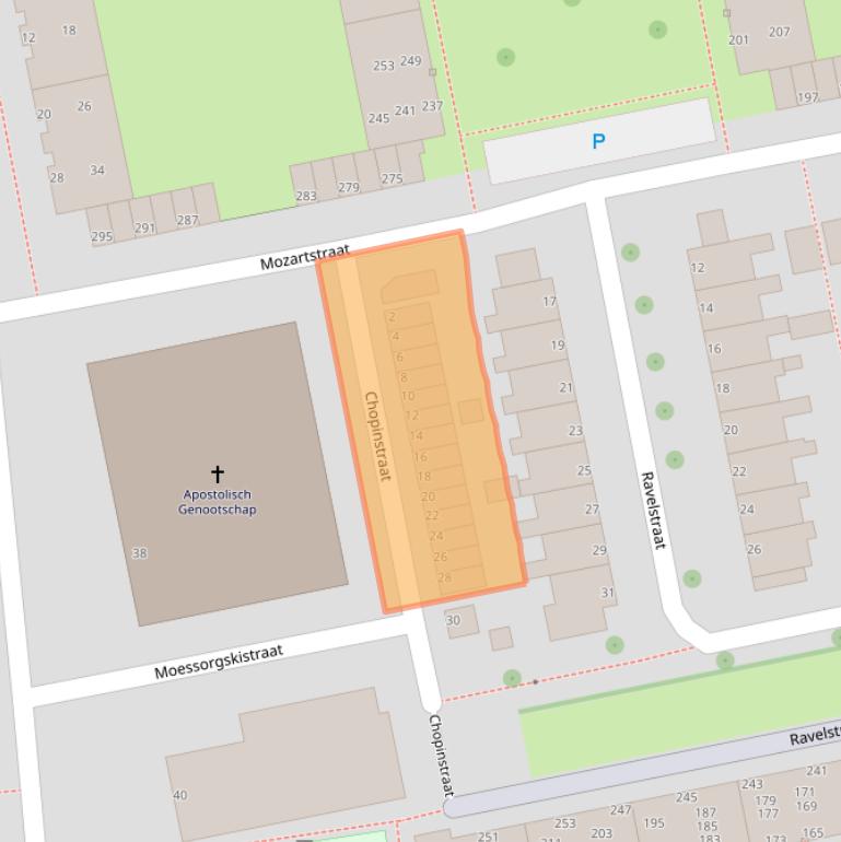 Kaart van postcodegebied 2324WZ.