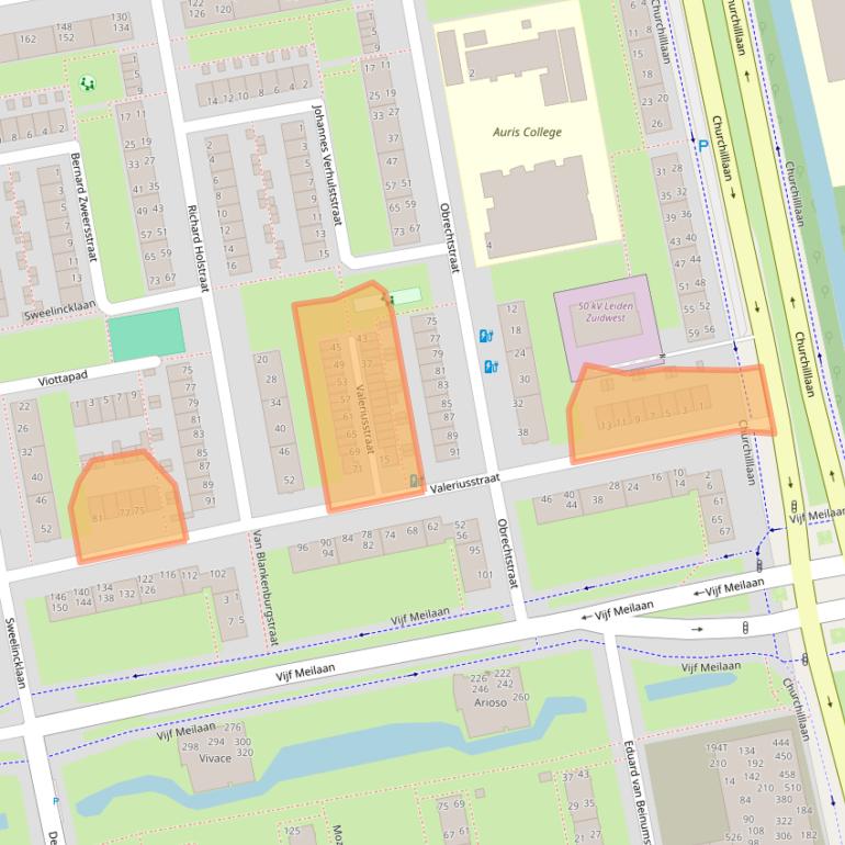 Kaart van postcodegebied 2324XE.