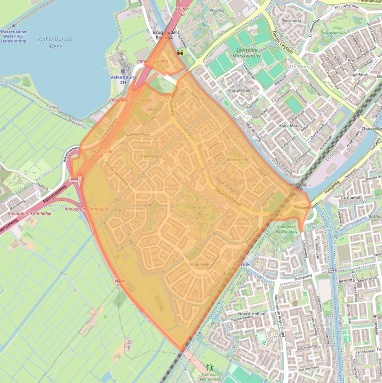 Kaart van postcodegebied 2331.