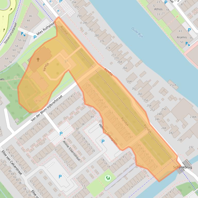 Kaart van postcodegebied 2331AD.