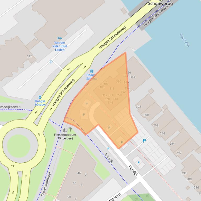 Kaart van postcodegebied 2331AP.