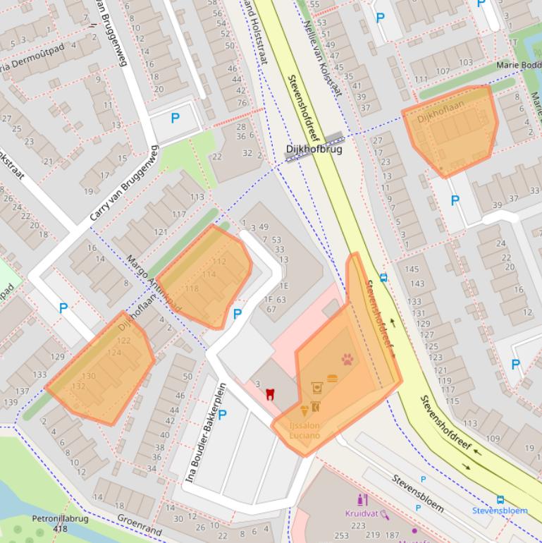 Kaart van postcodegebied 2331AX.
