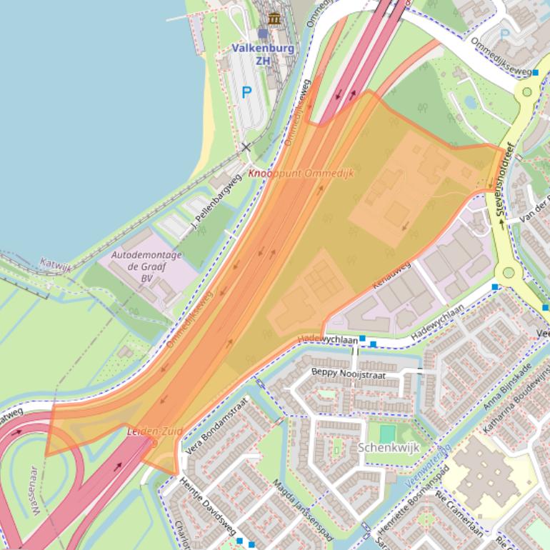 Kaart van postcodegebied 2331BA.