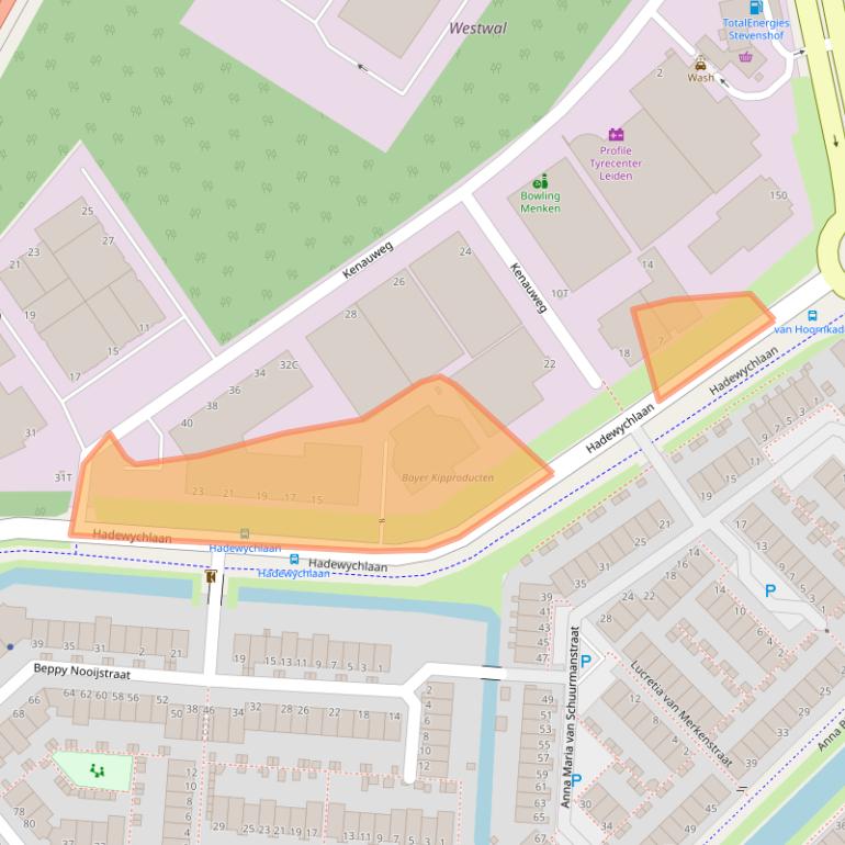 Kaart van postcodegebied 2331BC.