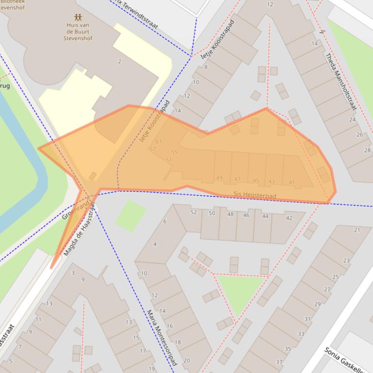 Kaart van postcodegebied 2331BE.