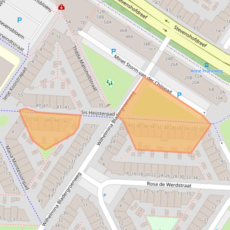 Kaart van postcodegebied 2331BG.