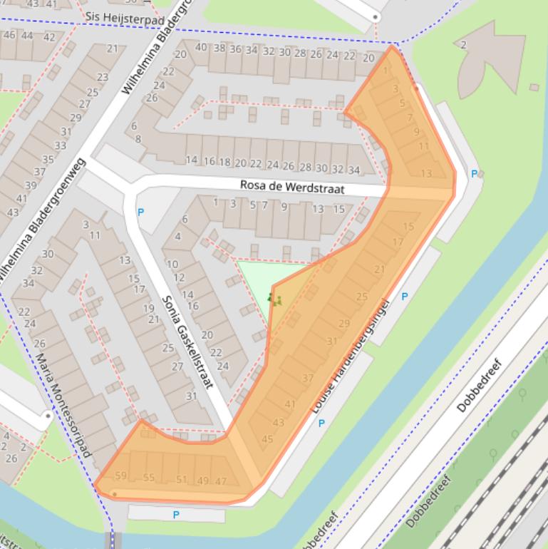 Kaart van postcodegebied 2331BM.