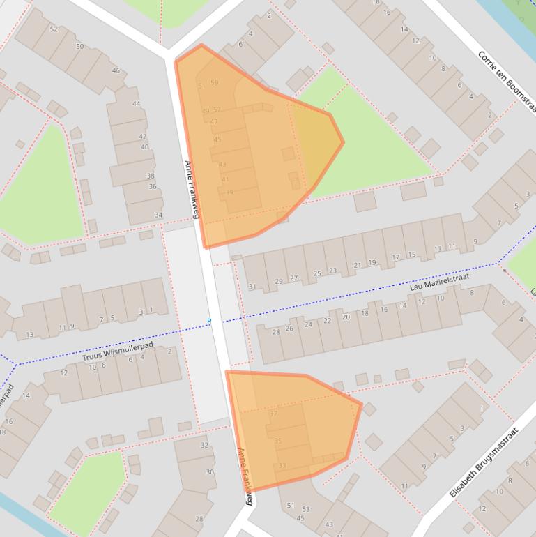 Kaart van postcodegebied 2331CJ.