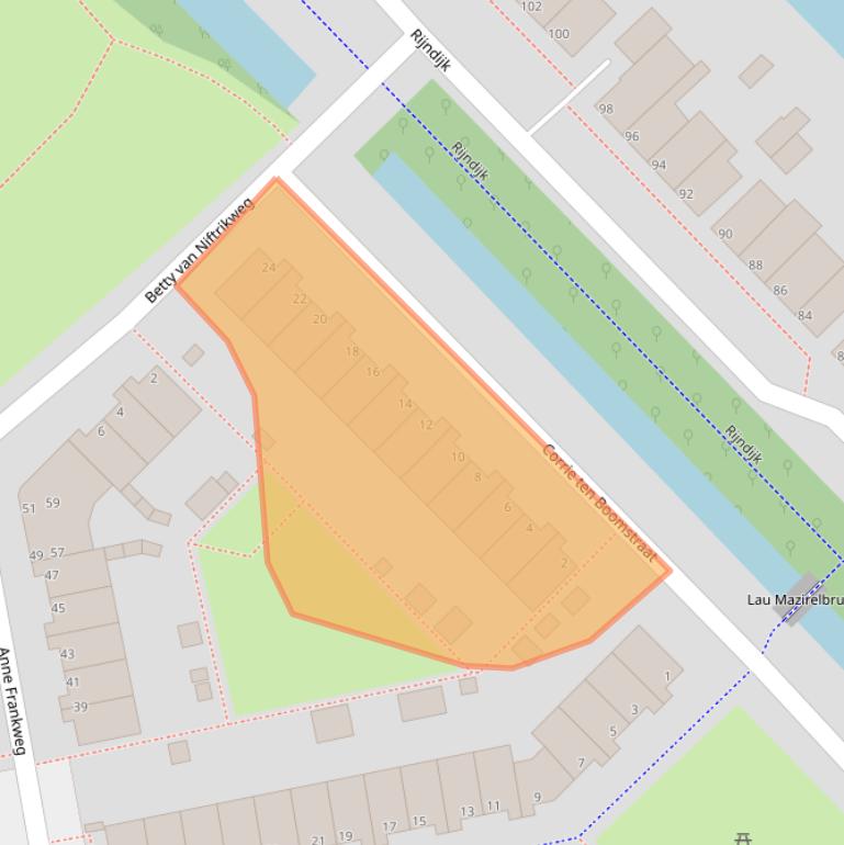 Kaart van postcodegebied 2331CL.