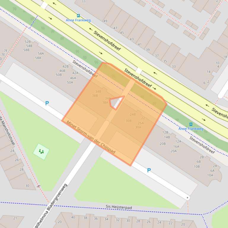 Kaart van postcodegebied 2331CW.