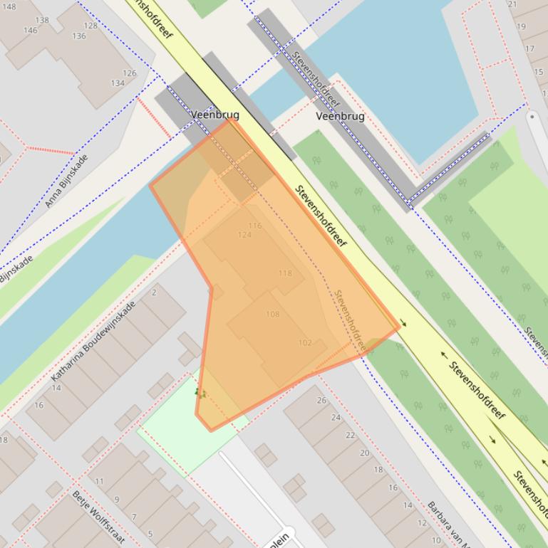 Kaart van postcodegebied 2331DA.