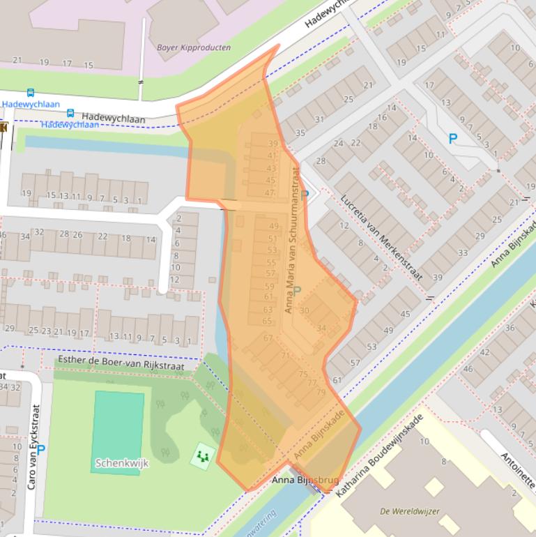 Kaart van postcodegebied 2331DD.