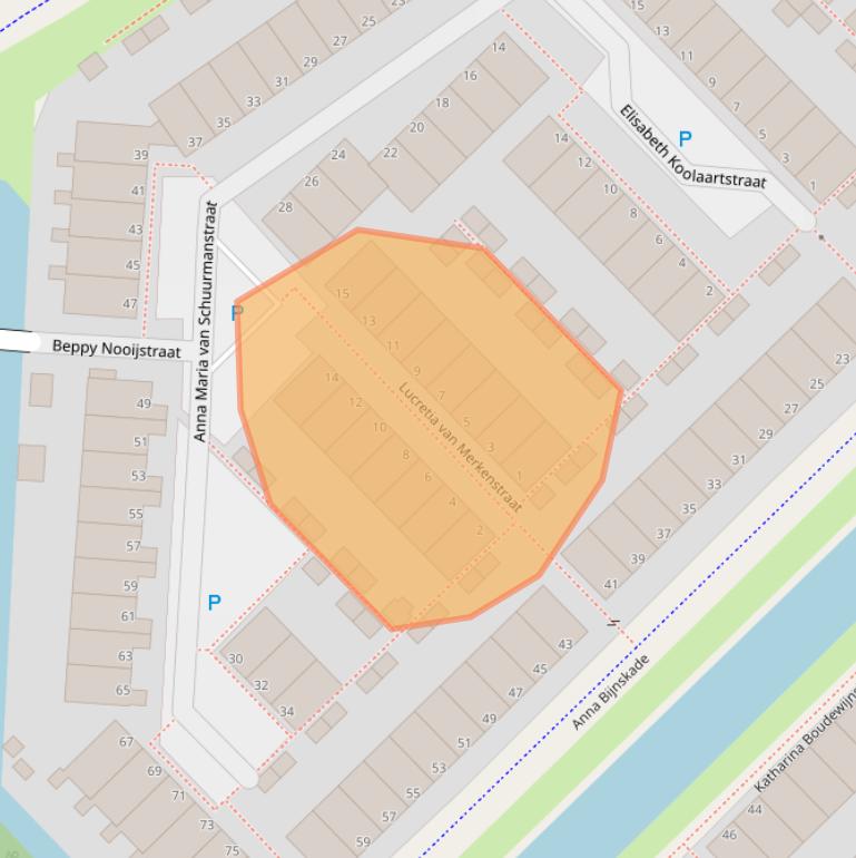 Kaart van postcodegebied 2331DJ.