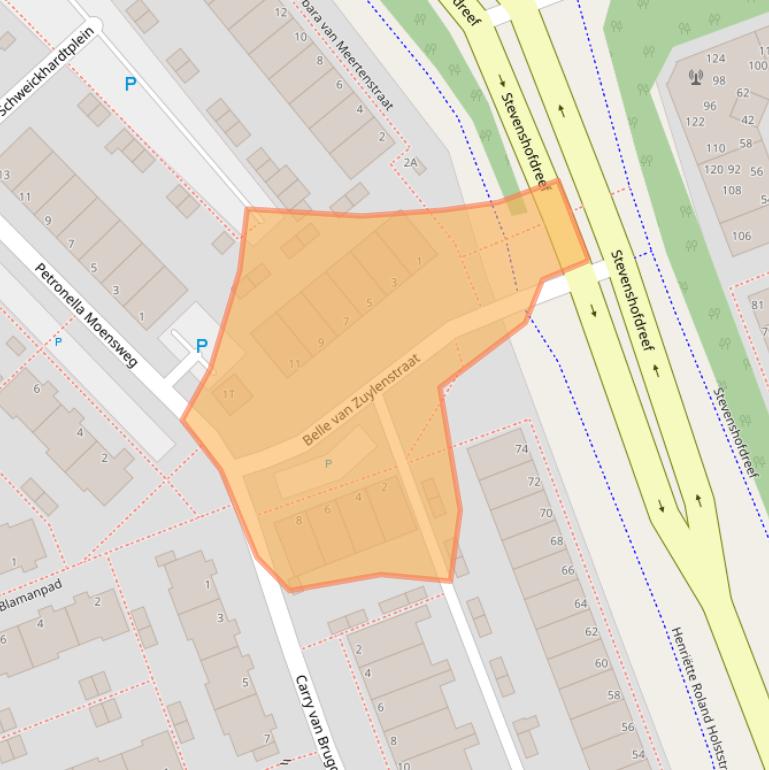 Kaart van postcodegebied 2331DN.