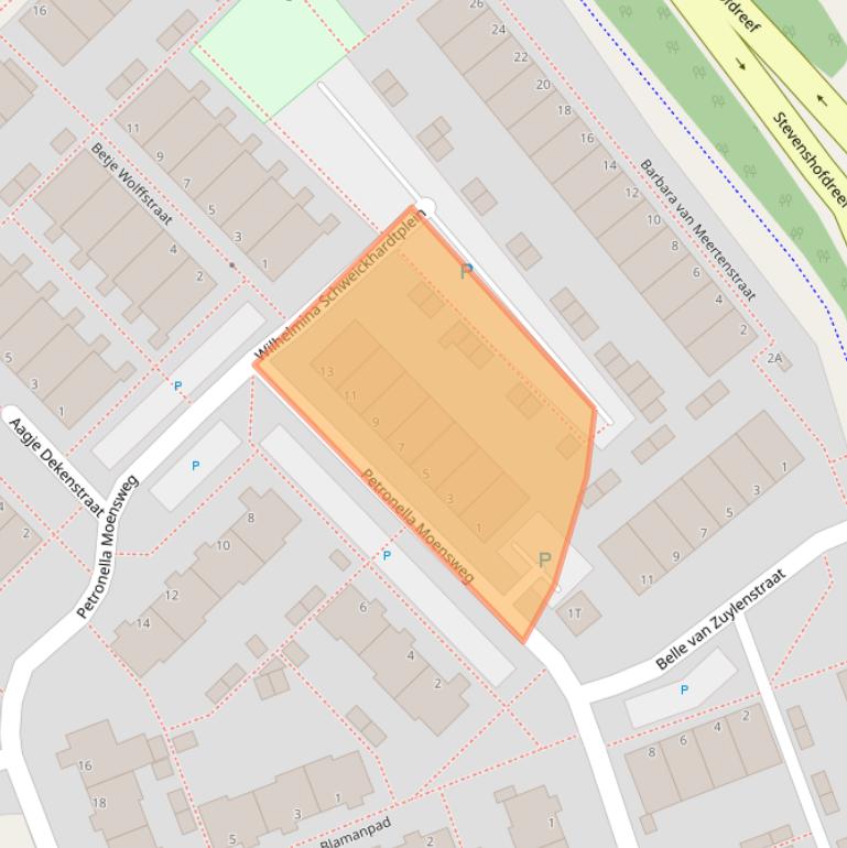 Kaart van postcodegebied 2331DT.