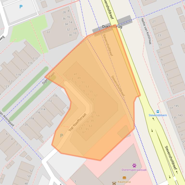 Kaart van postcodegebied 2331HD.