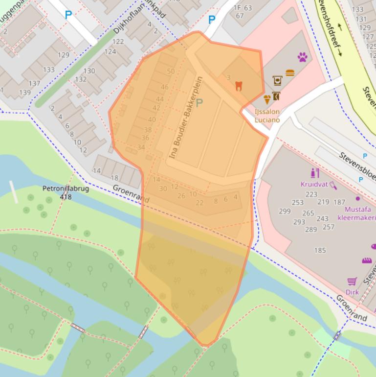 Kaart van postcodegebied 2331HE.