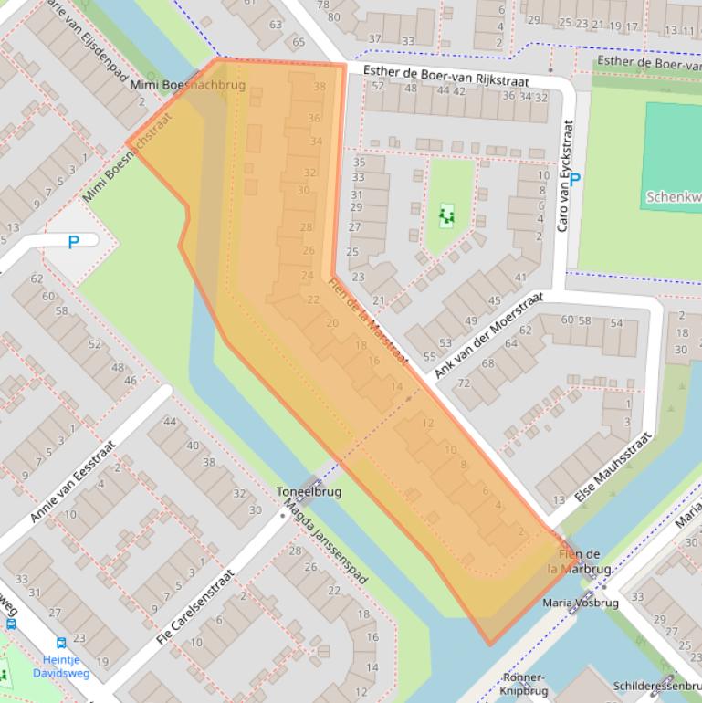 Kaart van postcodegebied 2331HN.