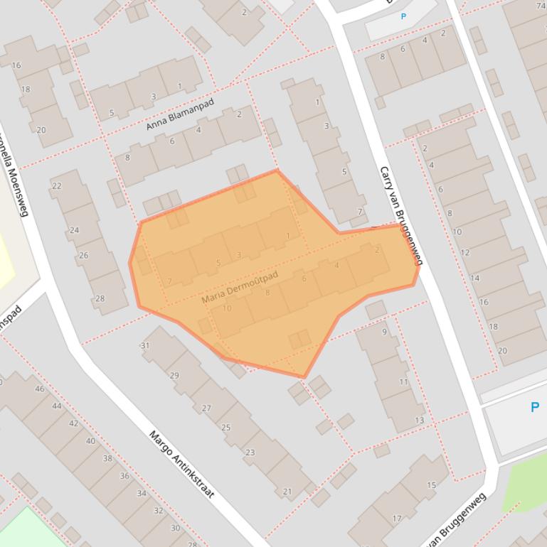 Kaart van postcodegebied 2331HW.