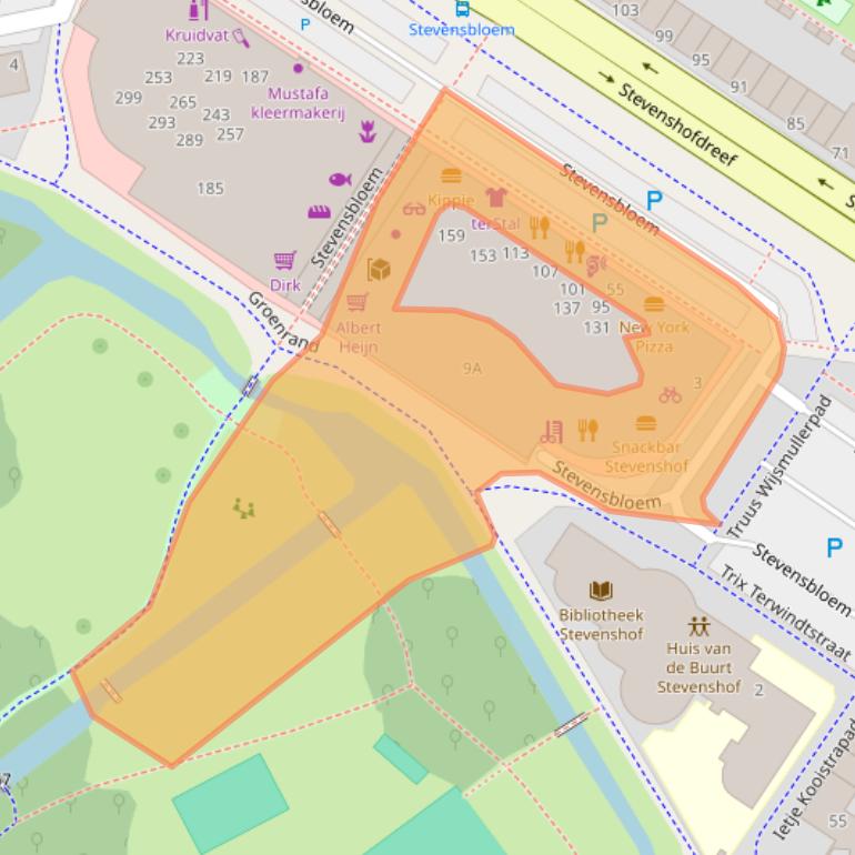 Kaart van postcodegebied 2331JA.