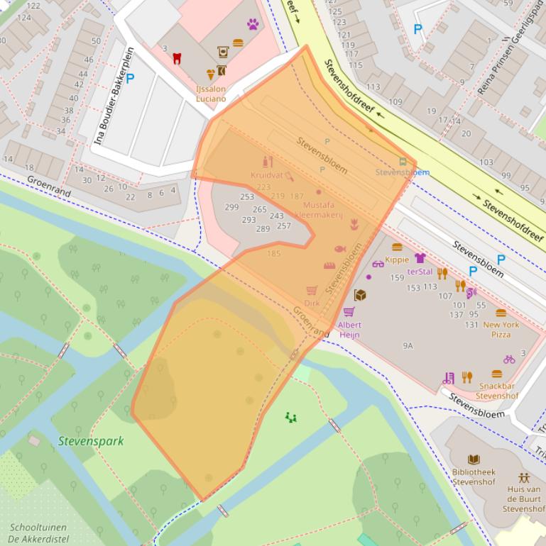Kaart van postcodegebied 2331JC.