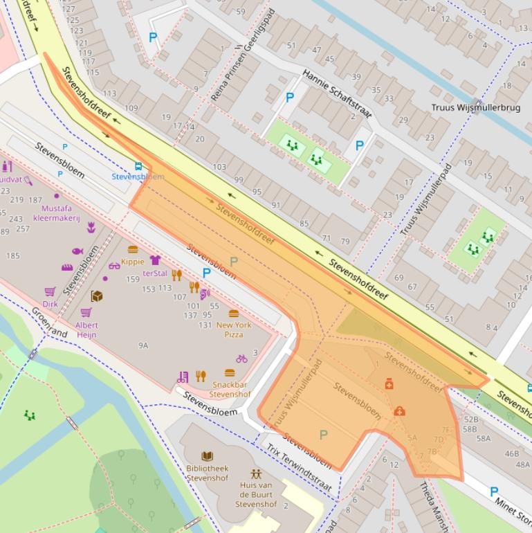 Kaart van postcodegebied 2331JE.