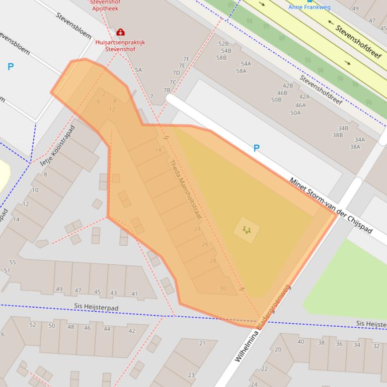 Kaart van postcodegebied 2331JG.