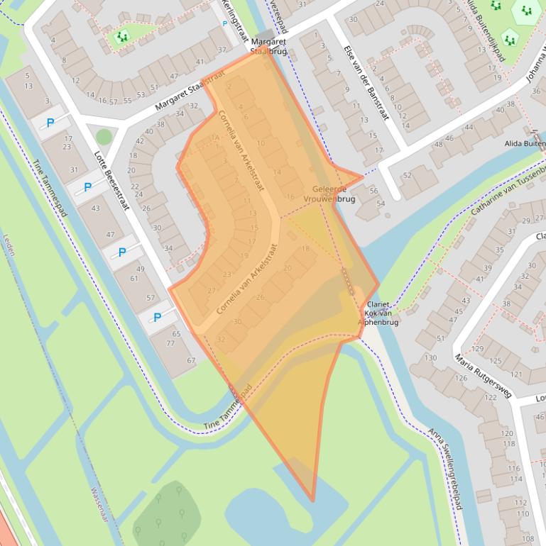 Kaart van postcodegebied 2331LZ.