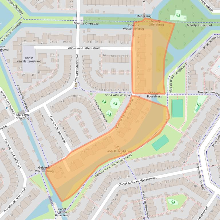 Kaart van postcodegebied 2331MZ.