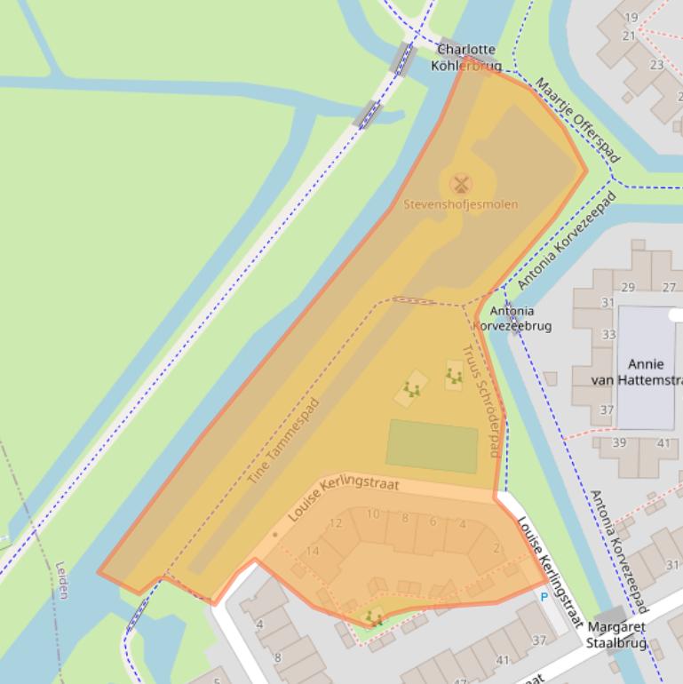 Kaart van postcodegebied 2331NS.