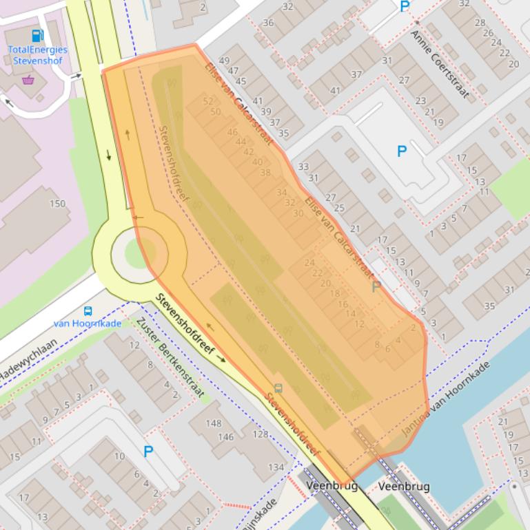 Kaart van postcodegebied 2331RG.