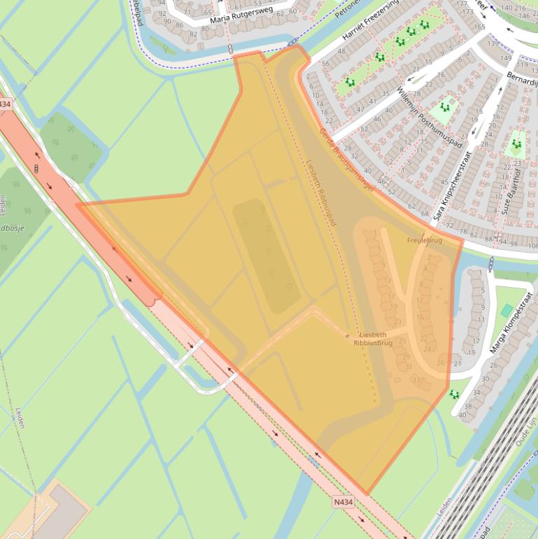 Kaart van postcodegebied 2331RZ.